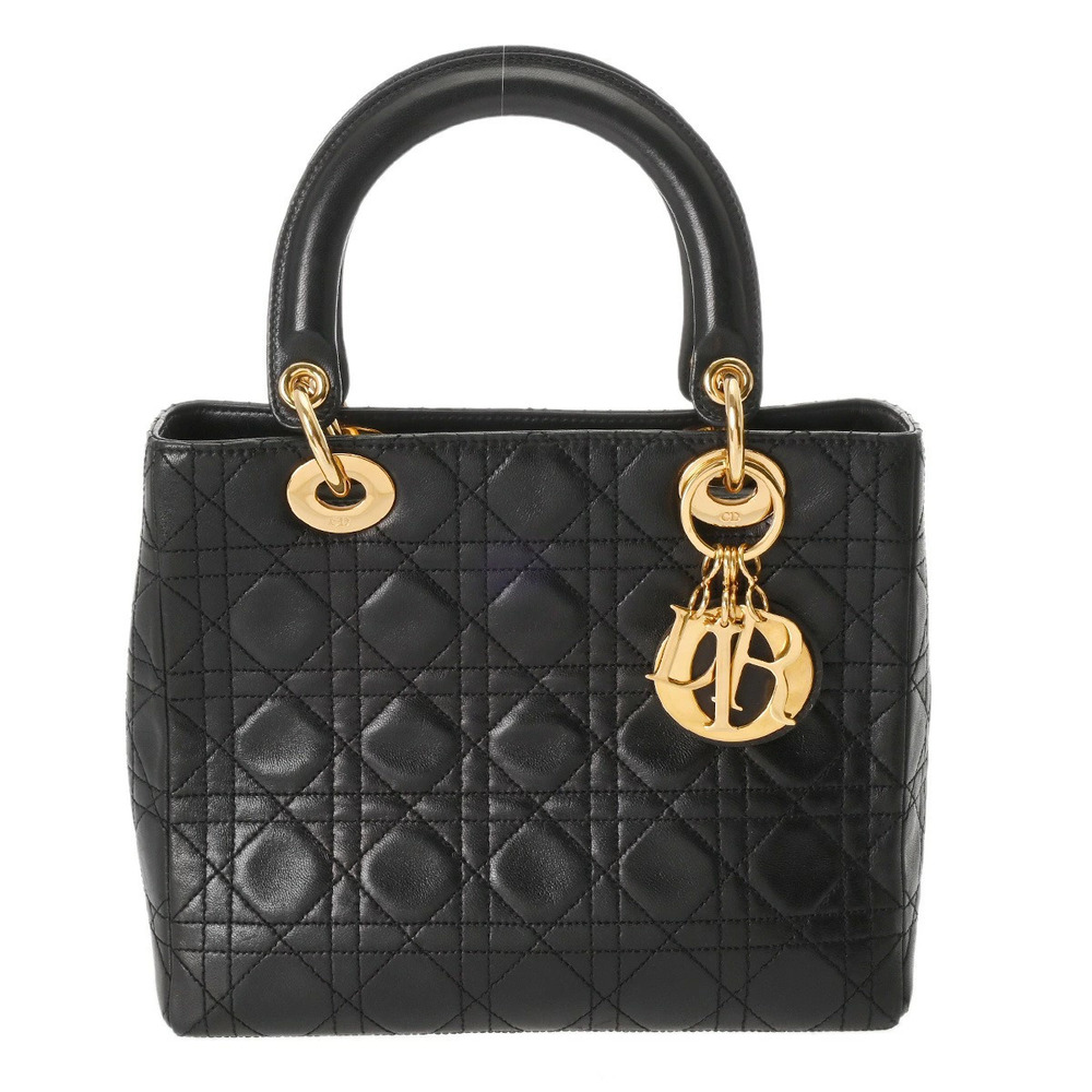 CHRISTIAN DIOR Cannage Lady Bag Black Leather Shoulder